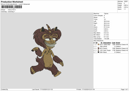 Goat Boy Embroidery Machine Design File 6 sizes