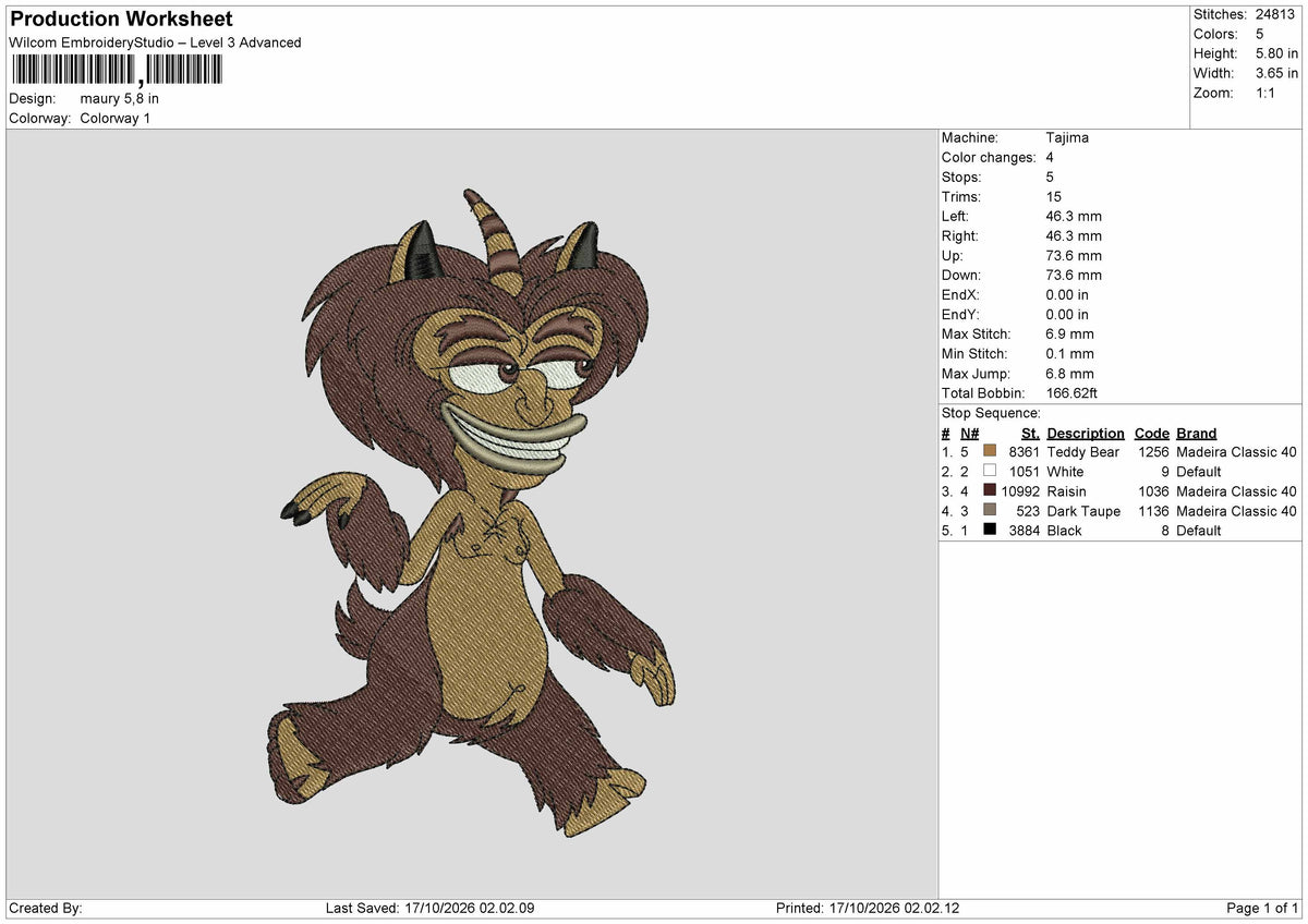 Goat Boy Embroidery Machine Design File 6 sizes