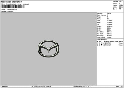 Mazda 0606 Embroidery File 6 sizes