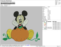 Mickey M Pumpkin Embroidery File 4 size