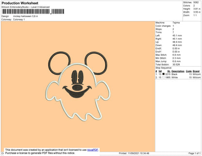 Mickey Halloween Embroidery File 4 size