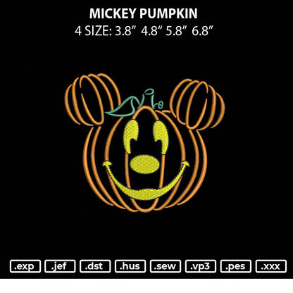 Mickey Pumpkin Embroidery File 4 size