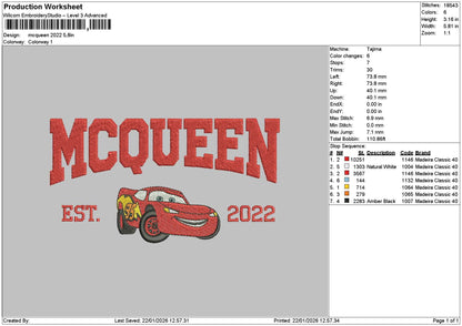 Mcqueentext 22 Embroidery File 6 sizes
