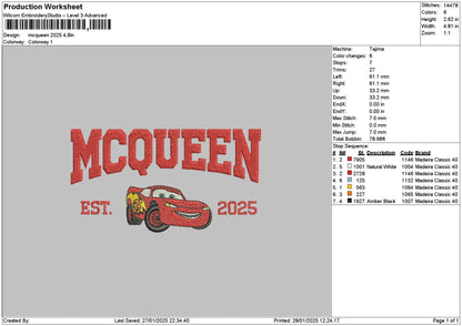 Mcqueen 2025 2012 Embroidery 2 Files