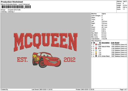 Mcqueen 2025 2012 Embroidery 2 Files