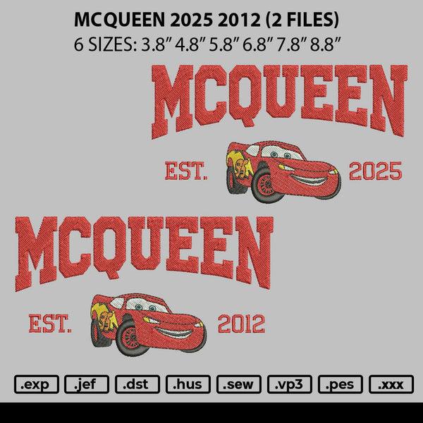 Mcqueen 2025 2012 Embroidery 2 Files