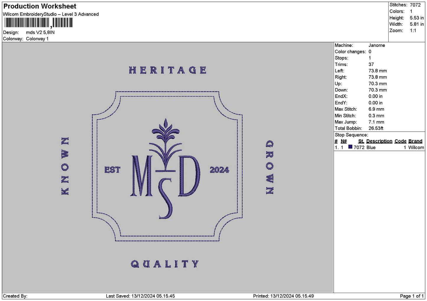 Mdstext V2 Embroidery File 6 sizes
