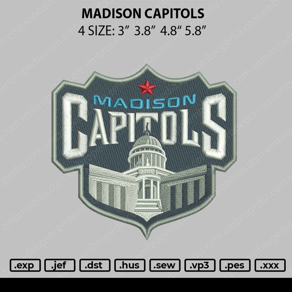 Madison Capitols Embroidery File 4 size