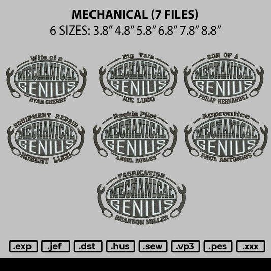 Mechanicaltext Embroidery 7 Files