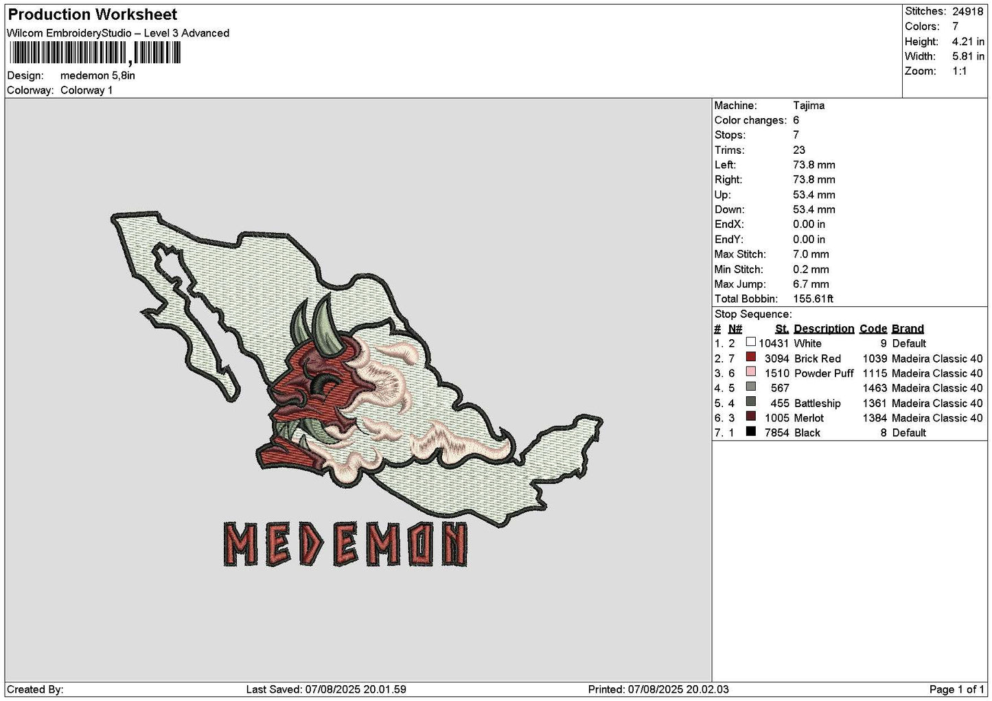 Medemontext Embroidery File 6 sizes
