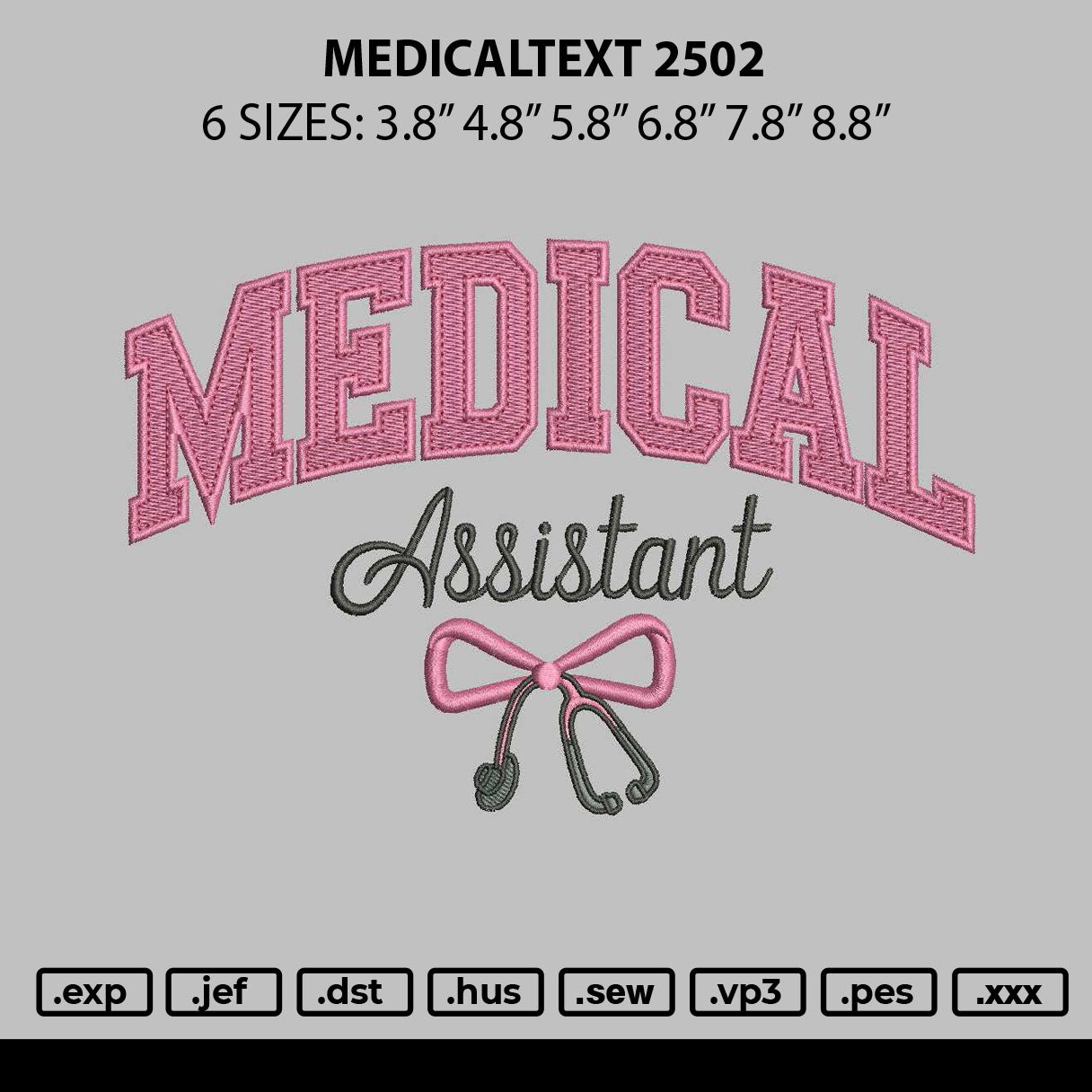 Medicaltext 2502 Embroidery File 6 sizes