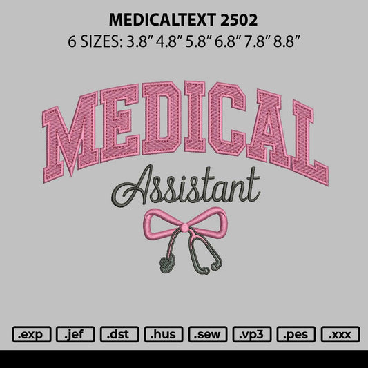 Medicaltext 2502 Embroidery File 6 sizes