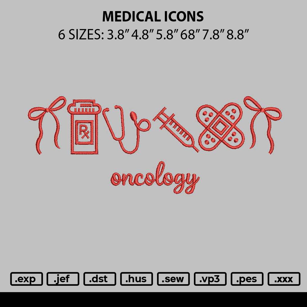 Medical Icons Embroidery File 6 sizes