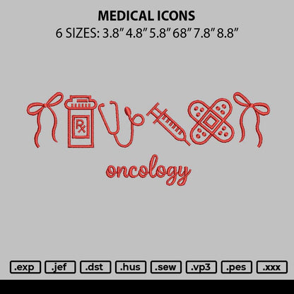 Medical Icons Embroidery File 6 sizes
