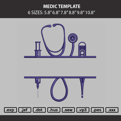 Medic Template Embroidery Machine Design File 6 sizes
