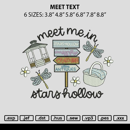 Meet Text Embroidery File 6 sizes
