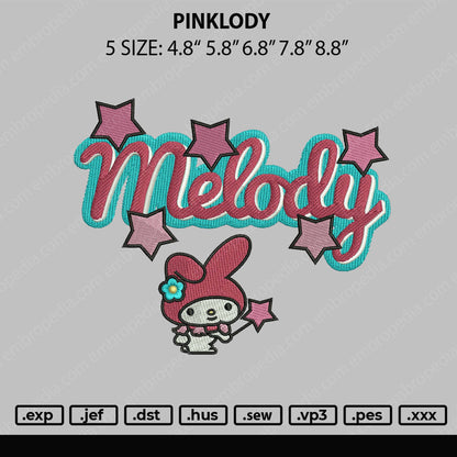 Pinklody Embroidery File 5 sizes