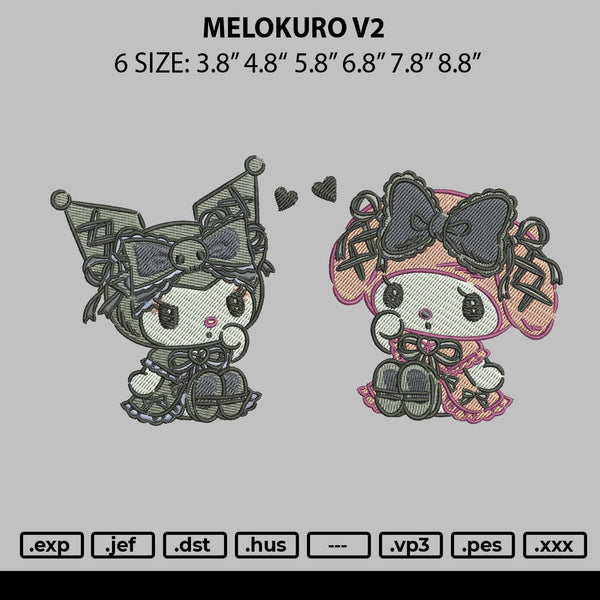 Melokuro V2 Embroidery File 6 sizes
