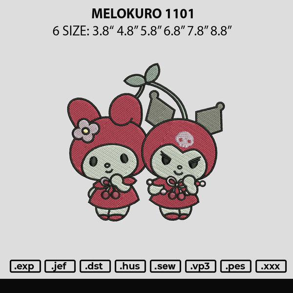Melokuro 1101 Embroidery File 6 sizes