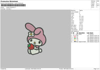 Melody Strawberry Embroidery File 5 size