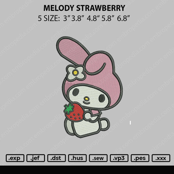 Melody Strawberry Embroidery File 5 size