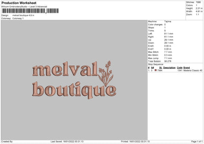 Melvel Boutique Embroidery File 4 size