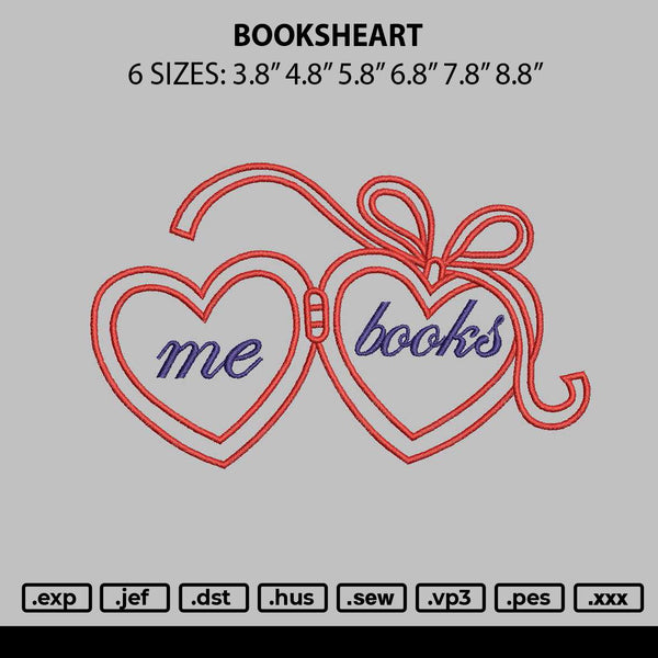 Booksheart Embroidery File 6 sizes