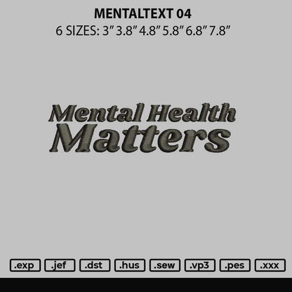 Mentaltext 04 Embroidery File 6 sizes