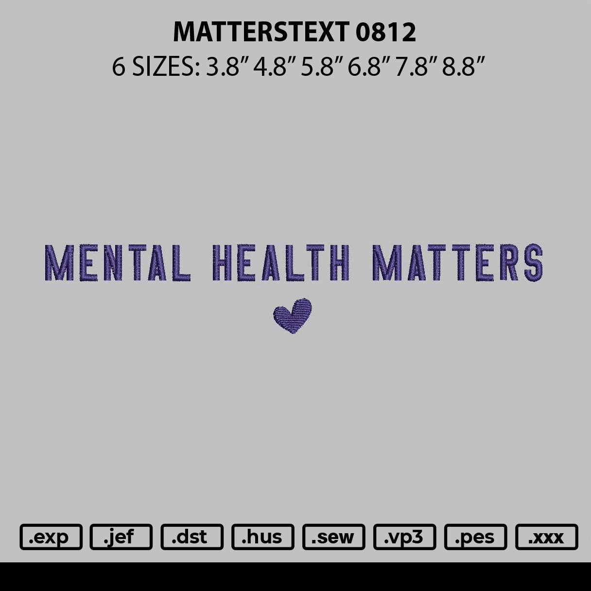 Matterstext 0812 Embroidery File 6 sizes