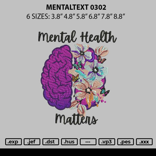 Mentaltext 0302 Embroidery File 6 sizes
