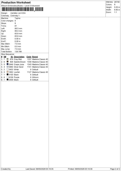 Mentallytext 0504 Embroidery File 6 sizes