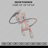 Meow Pokemon Embroidery File 4 size