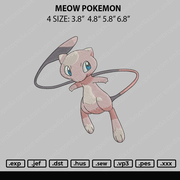 Meow Pokemon Embroidery File 4 size