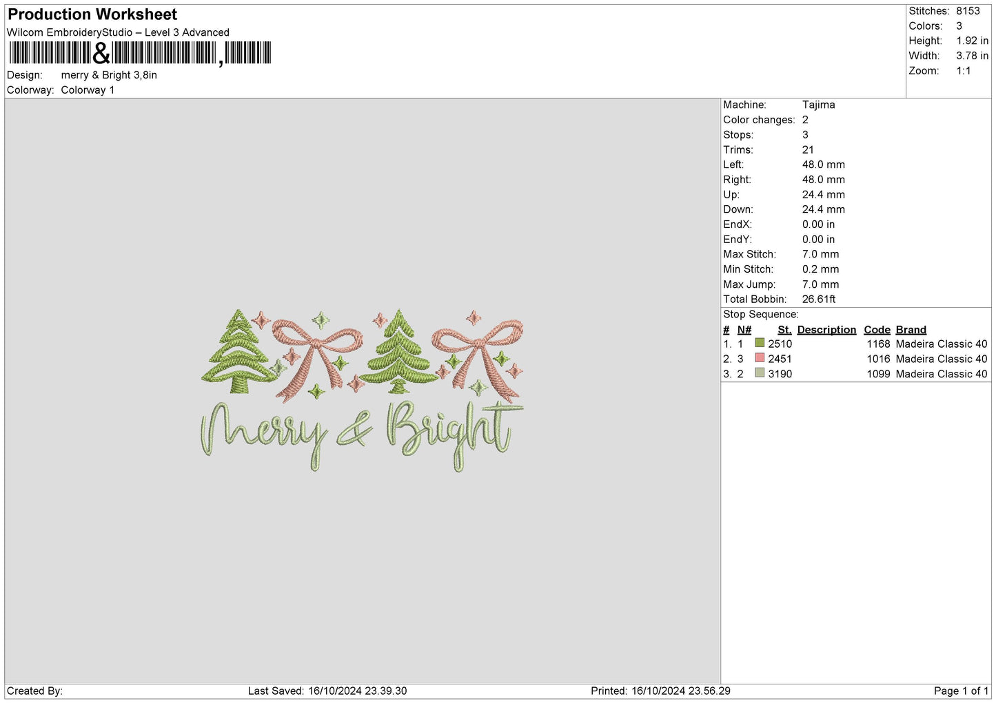 Bowbright Embroidery File 6 sizes