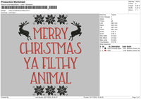 Merry Xmas Txt Embroidery File 6 sizes