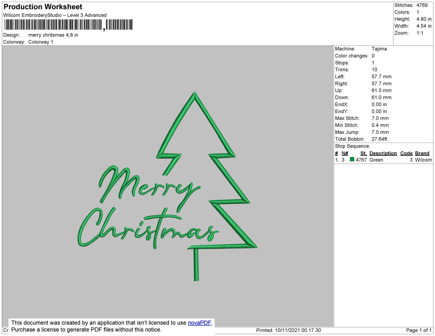 Merry Christmas Embroidery File 4 size