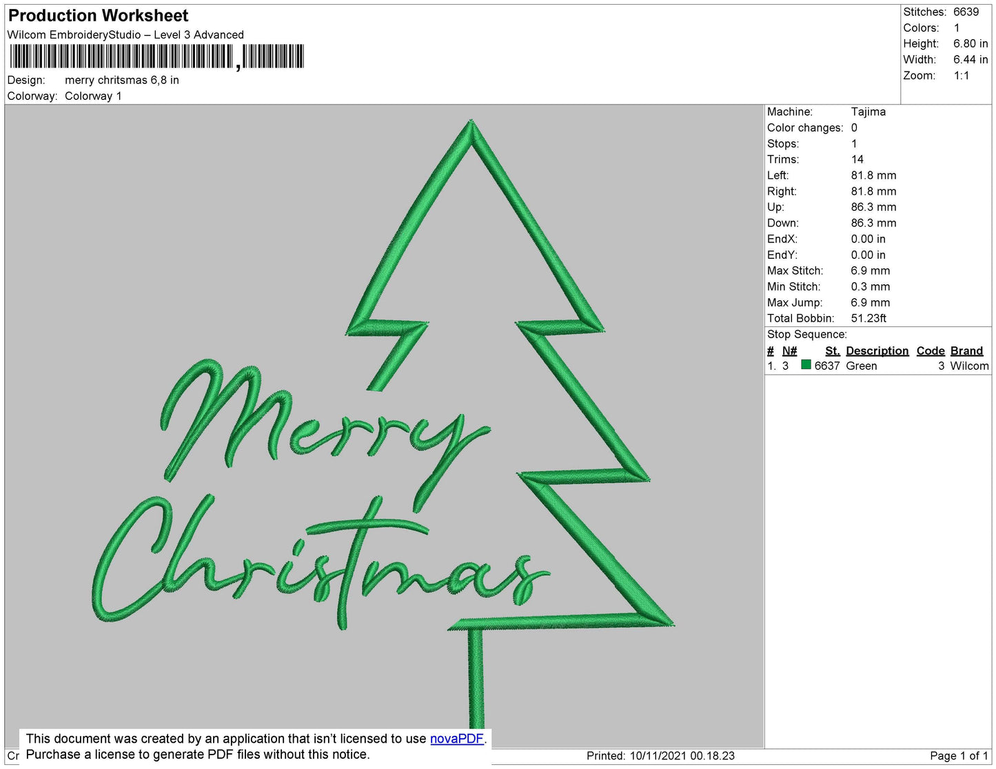 Merry Christmas Embroidery File 4 size