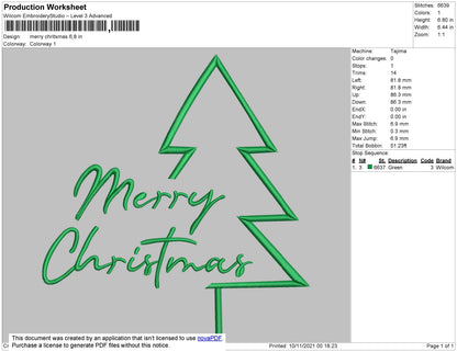 Merry Christmas Embroidery File 4 size