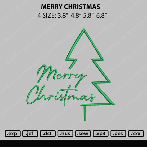 Merry Christmas Embroidery File 4 size