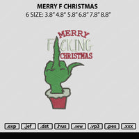 Merry F Christmas Embroidery File 6 sizes