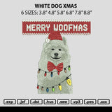 Dog White Xmas Embroidery File 6 sizes