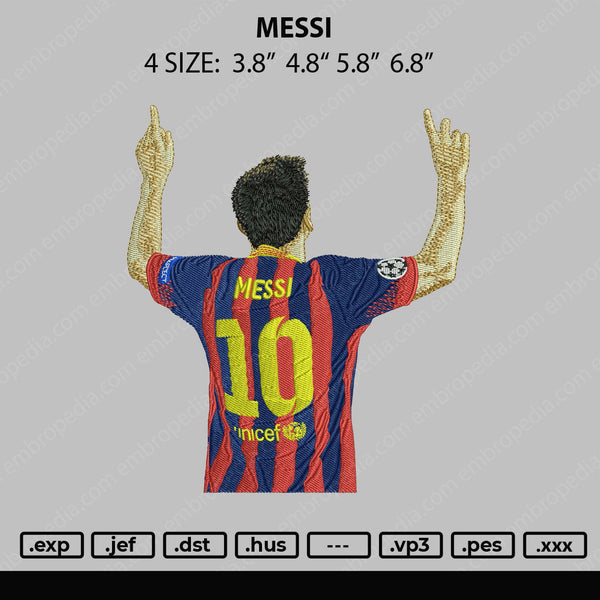 Messi Embroidery File 4 size