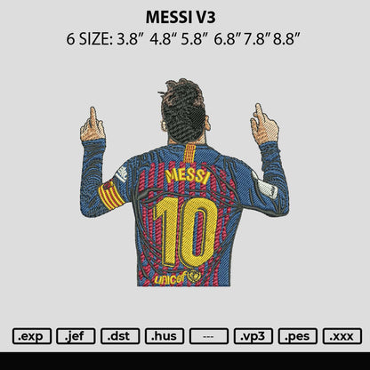 Messi V3 Embroidery File 6 sizes