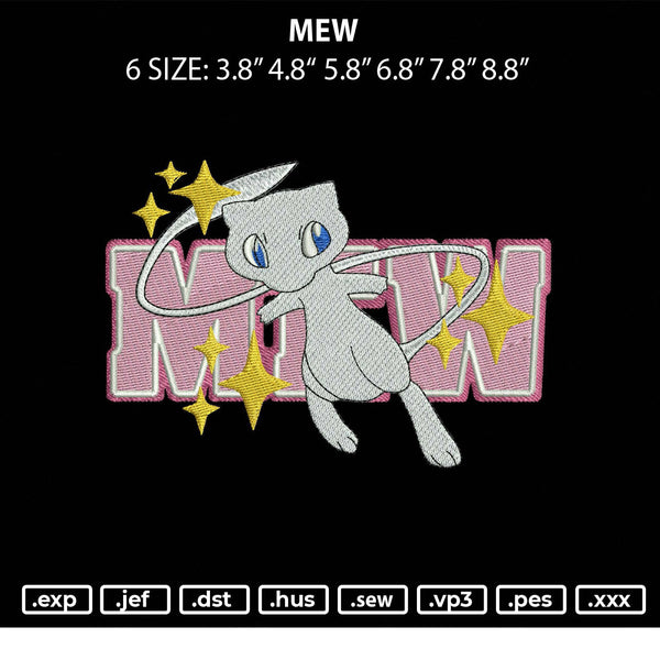 Mew Embroidery File 6 sizes