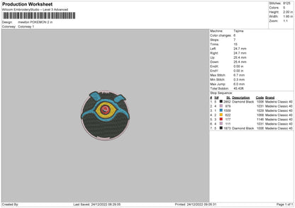 Newton Pokemon Embroidery File 7 sizes