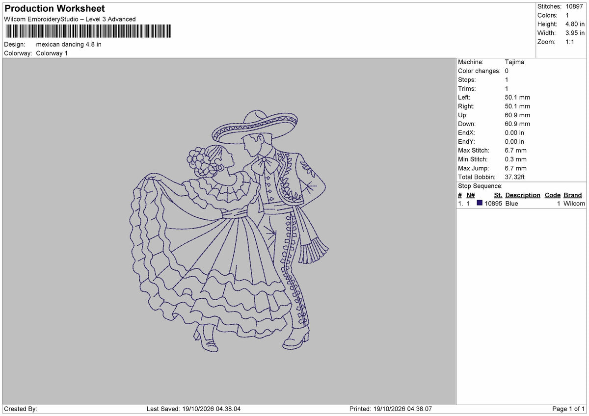 Dancing Outline Embroidery Machine Design File 6 sizes