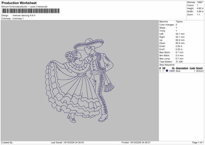 Dancing Outline Embroidery Machine Design File 6 sizes