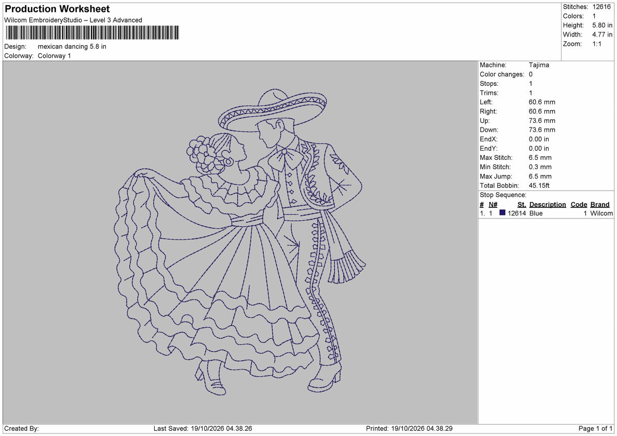 Dancing Outline Embroidery Machine Design File 6 sizes