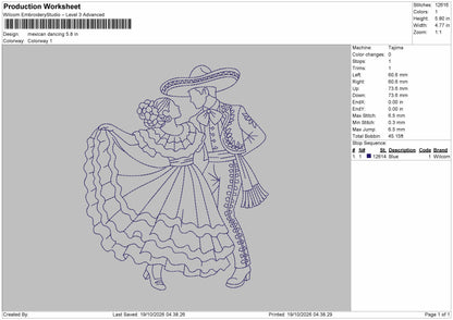 Dancing Outline Embroidery Machine Design File 6 sizes
