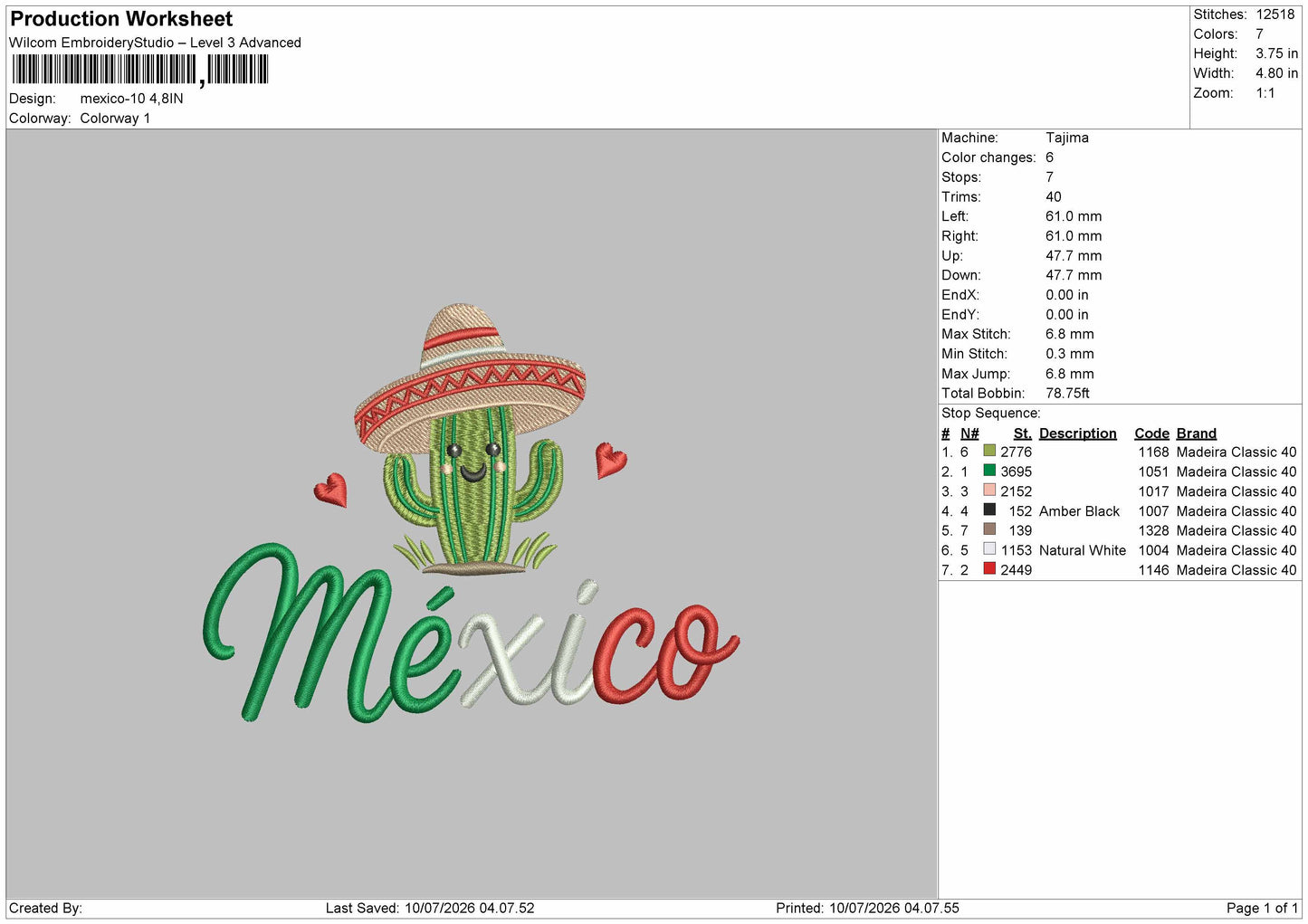 Mexicotext 10 Embroidery Machine Design File 6 sizes